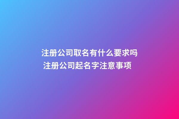 注册公司取名有什么要求吗 注册公司起名字注意事项-第1张-公司起名-玄机派